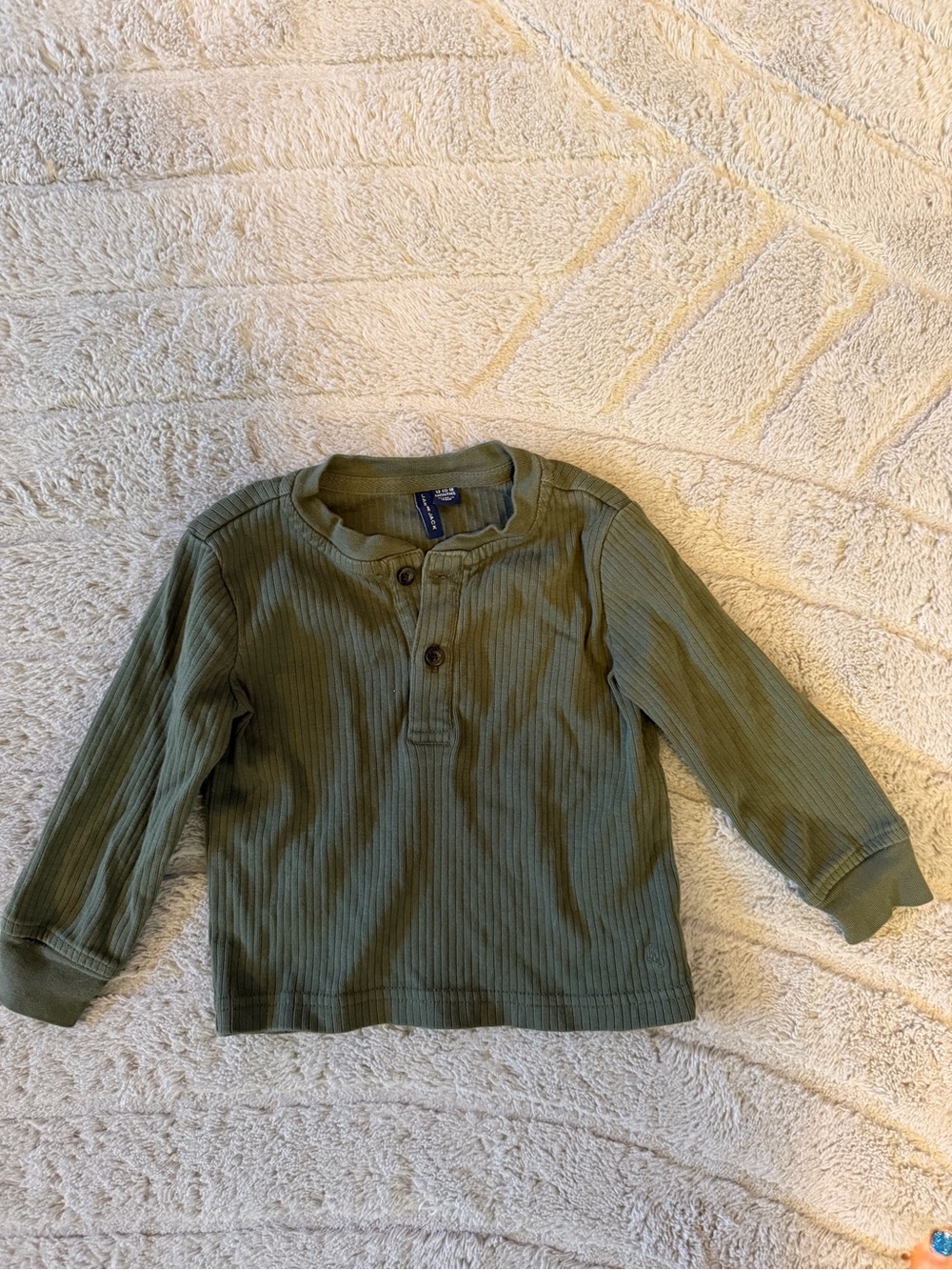 Janie and Jack Olive Ribbed Long-Sleeve Henley